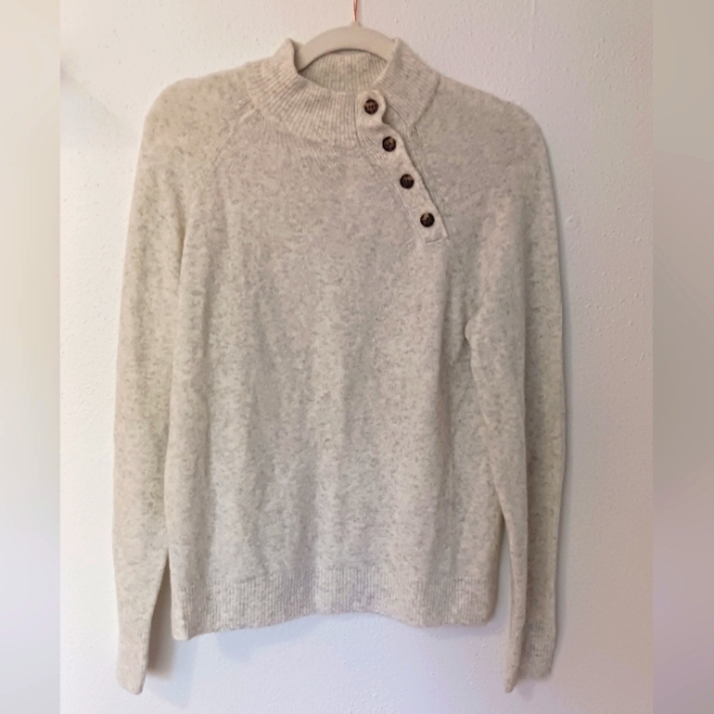 NWT J Crew Cream Sweater with button detail Size S